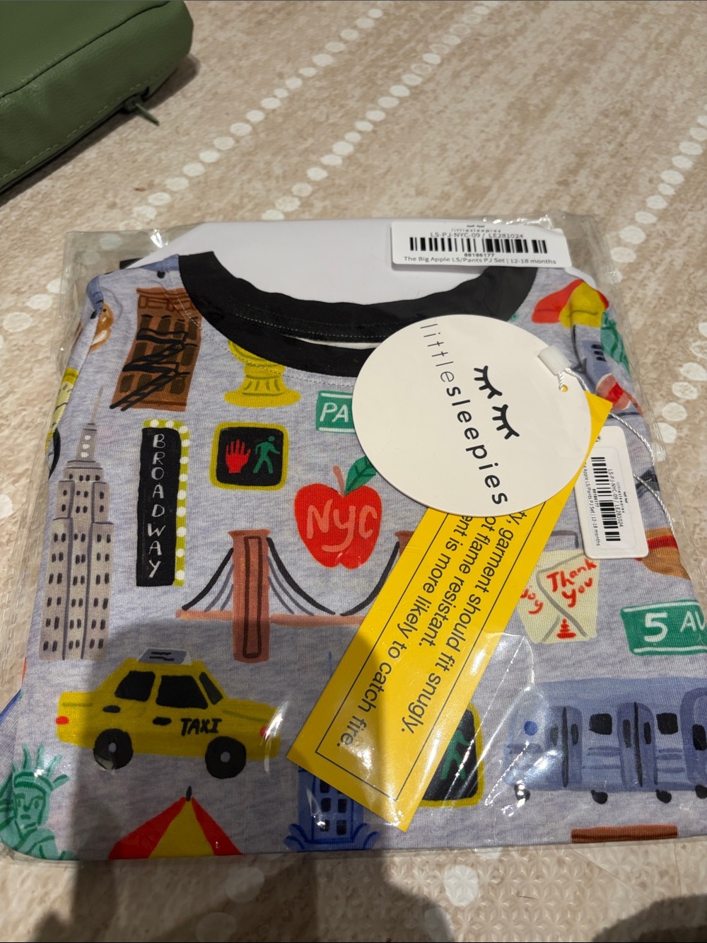 Little Sleepies Grey New York City Print Kids Pajama Set NWT